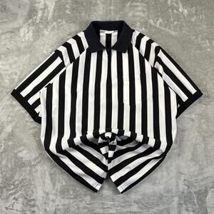 Vintage Majestic Black/White Referee 1/4 zip Polo Shirt Size XL Made In USA